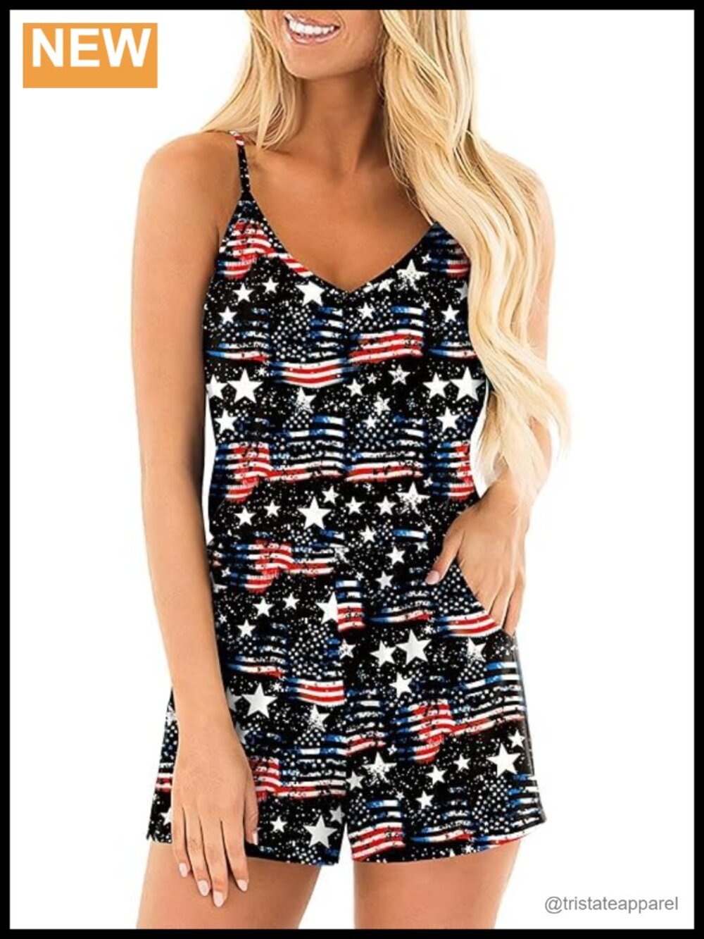 Women Sleeveless Spaghetti Strap Romper Shorts Jumpsuit With Pockets